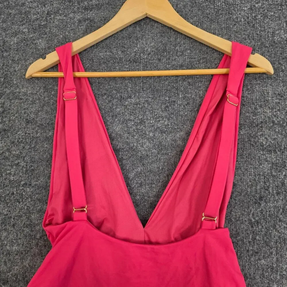 Agua Bendita Swimsuit Large Luau Ellis One Piece Pink Twist Front Beach Pool
